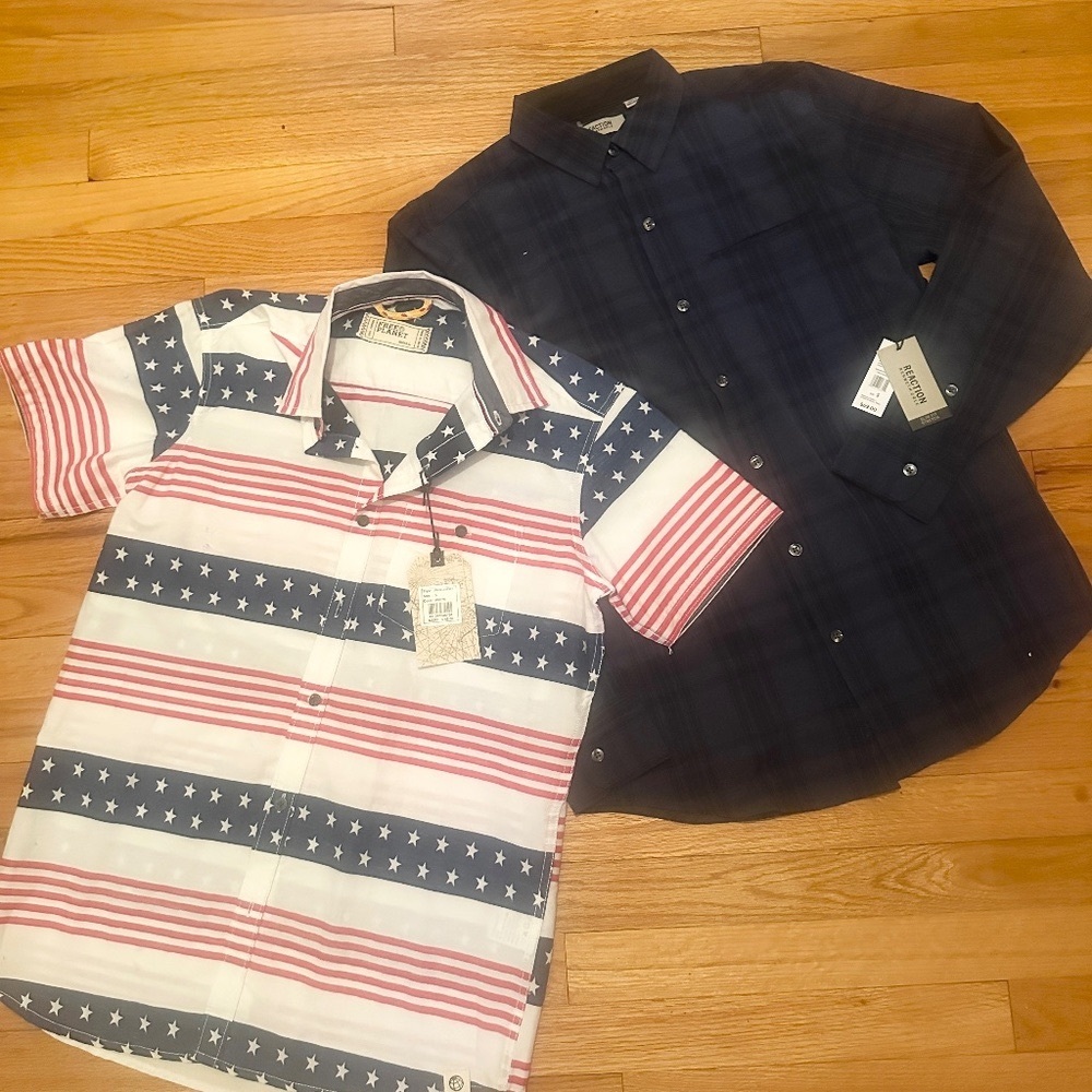 NWT 2 -Dress Shirts; K. Cole & Free Plant Shirts Mens + Bonus 4pks T-Tops